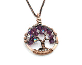 Copper Amethyst Tree of Life Crystal Necklace (February)