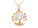 Gold Diamond Tree of Life Crystal Necklace (April)