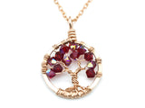 Gold Garnet Tree of Life Crystal Necklace (January)