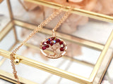 Gold Garnet Tree of Life Crystal Necklace (January)