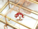 Gold Ruby Tree of Life Crystal Necklace (July)