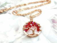 Gold Ruby Tree of Life Crystal Necklace (July)