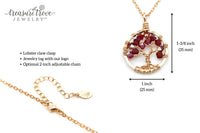 Gold Ruby Tree of Life Crystal Necklace (July)